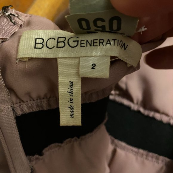 BCBGeneration Pale Pink & Black One Shoulder Dress - Picture 7 of 8